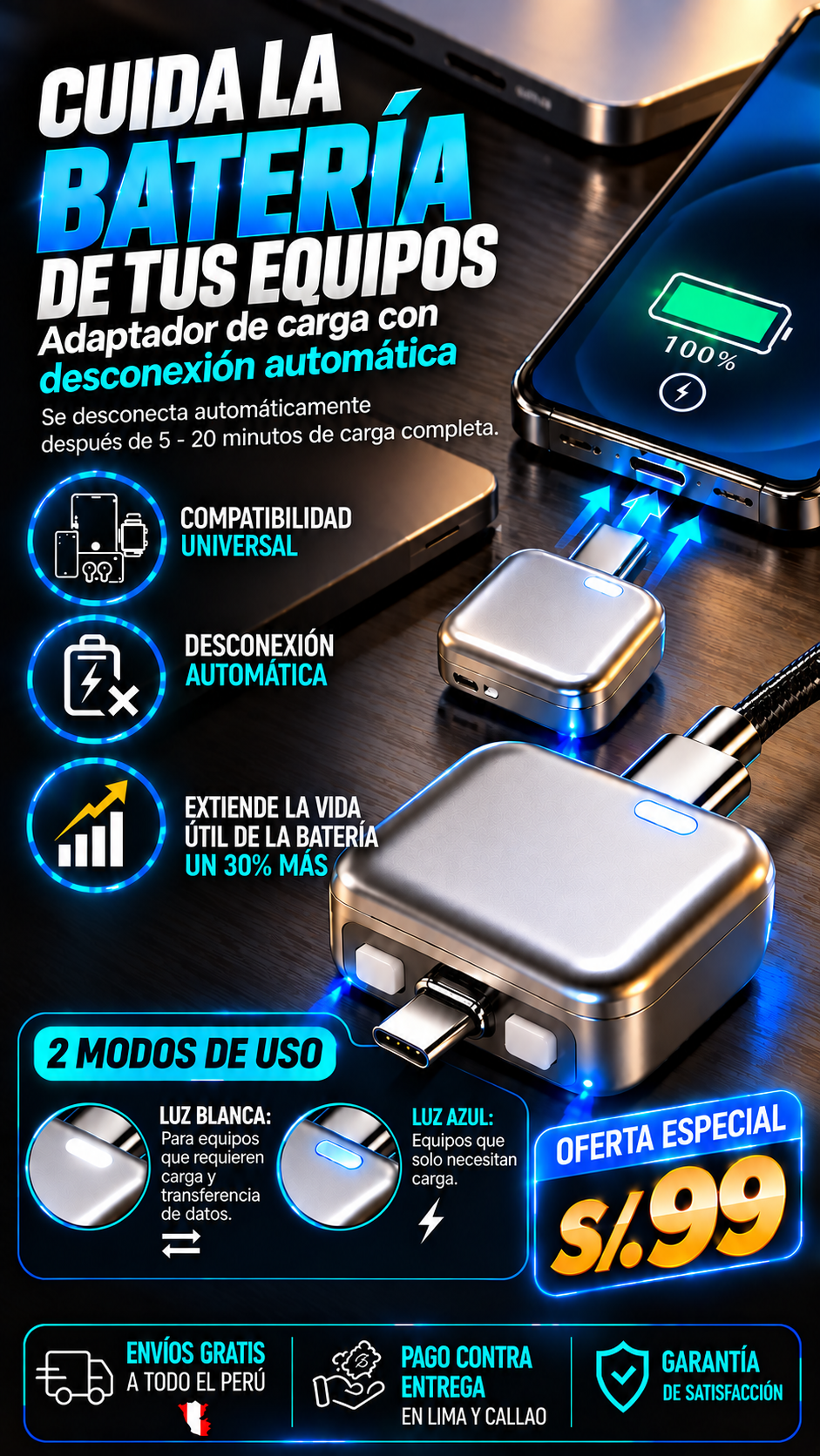 ADAPTADOR DE CARGA CON DESCONEXIÓN AUTOMÁTICA