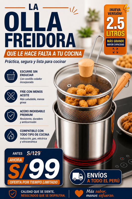 OLLA FREIDORA DE ACERO INOXIDABLE